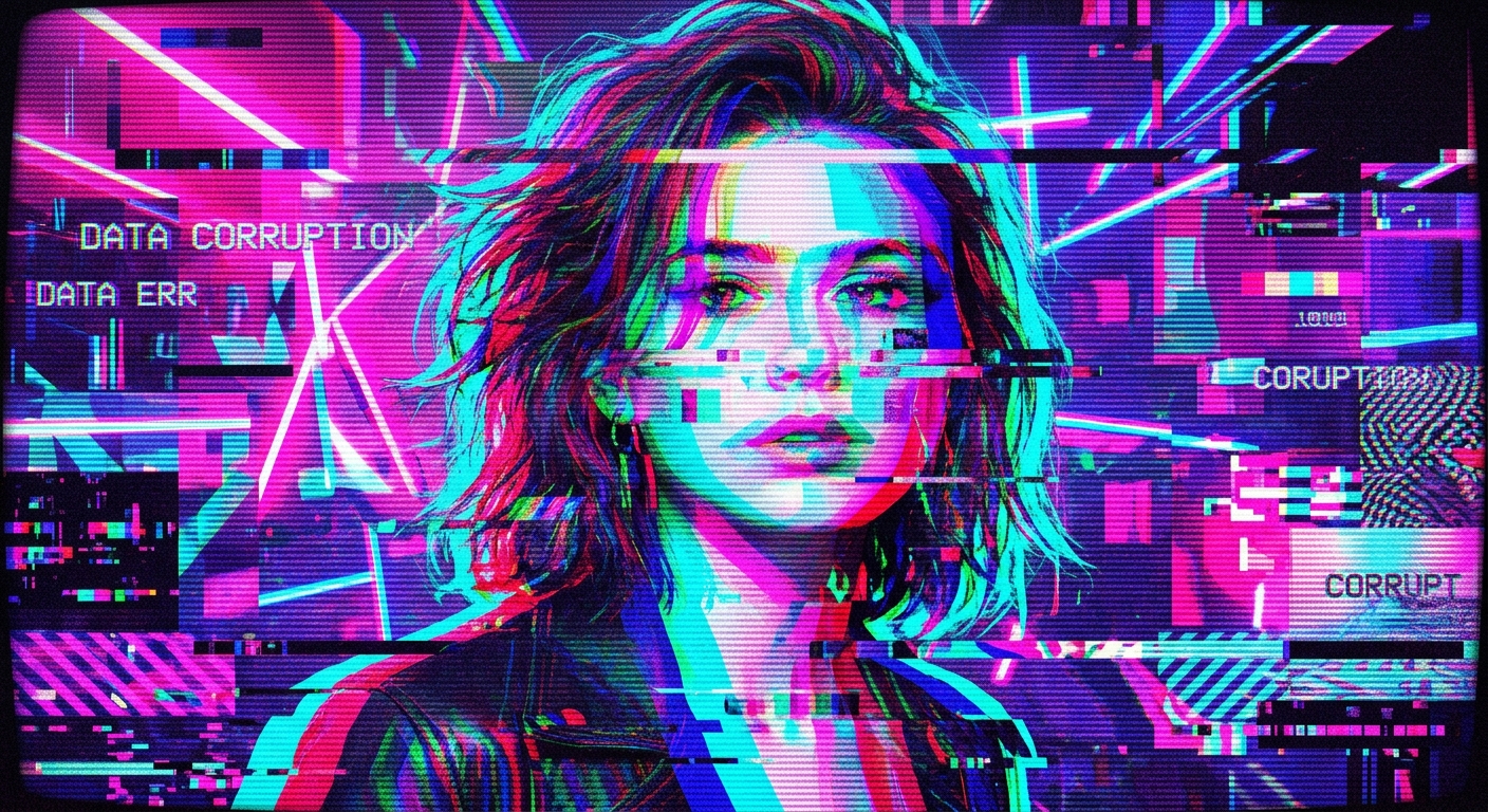 Glitch Art Portrait — Digital Corruption — Gemini Imagen 3