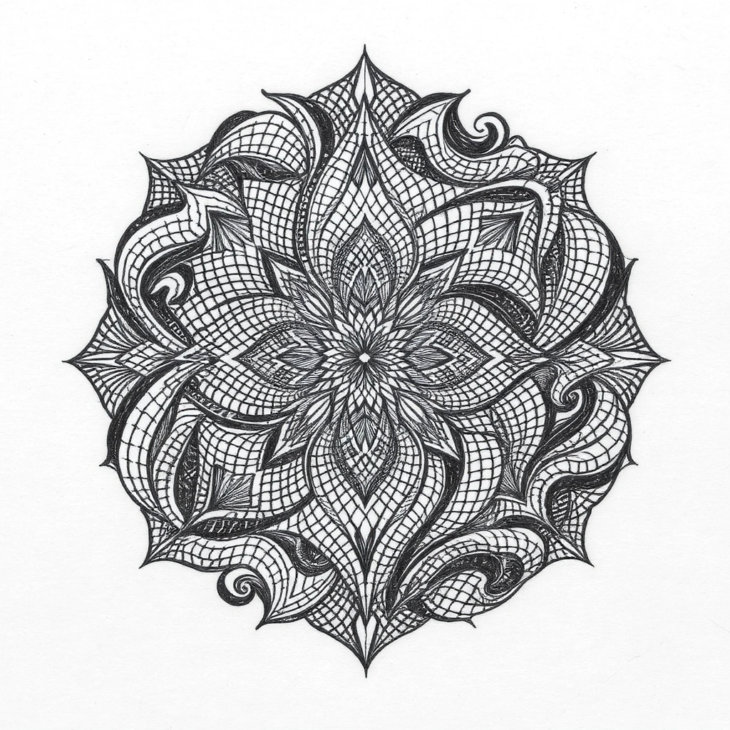 Zentangle Pattern — Meditative Ink Art — Flux 1.1 Pro